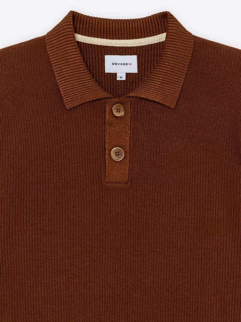 Pull polo col boutonné viscose certifiée