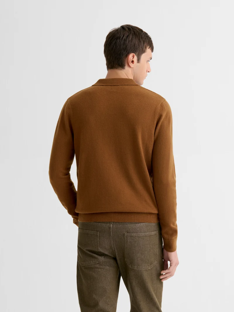 Pull col ouvert en laine et cachemire