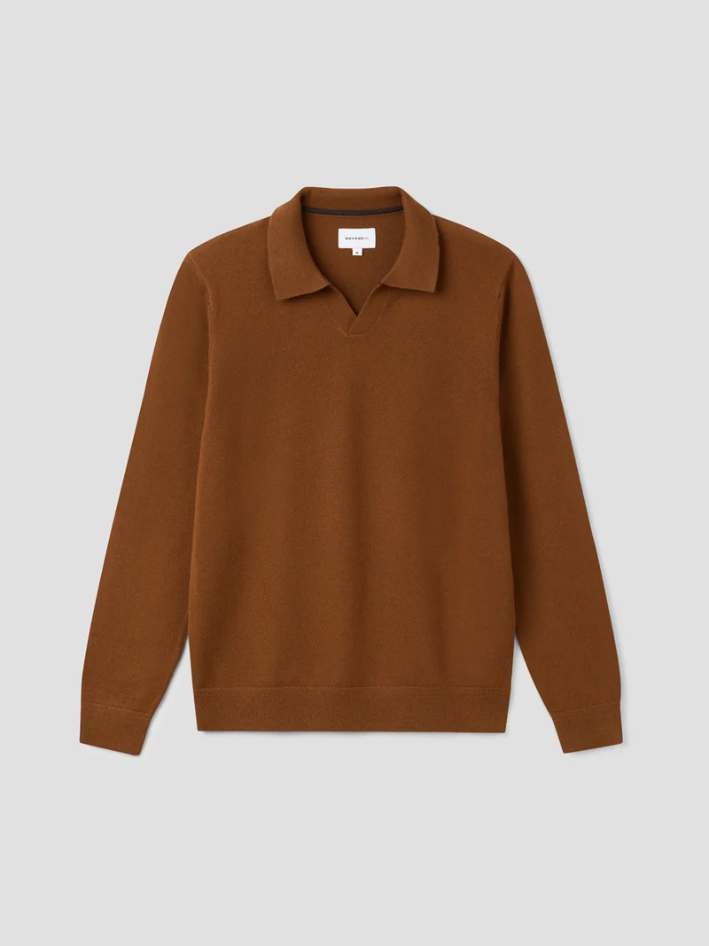 Pull col ouvert en laine et cachemire