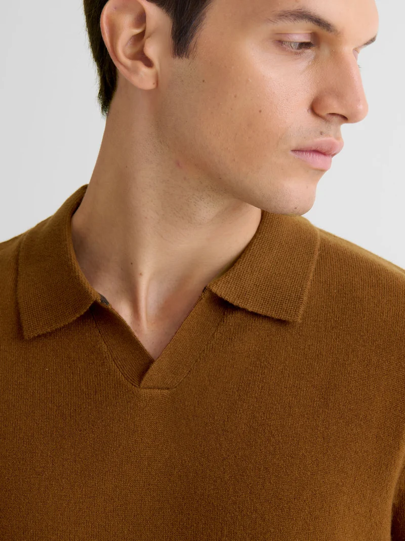 Pull col ouvert en laine et cachemire