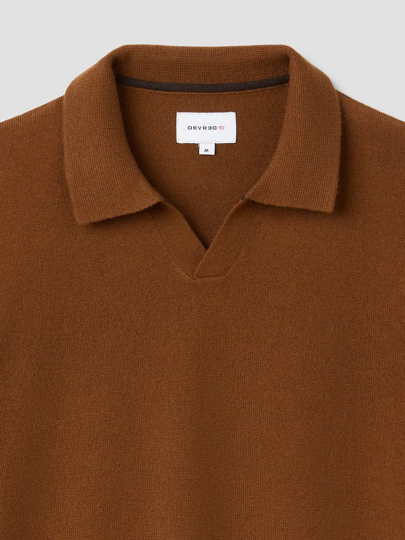 Pull col ouvert en laine et cachemire