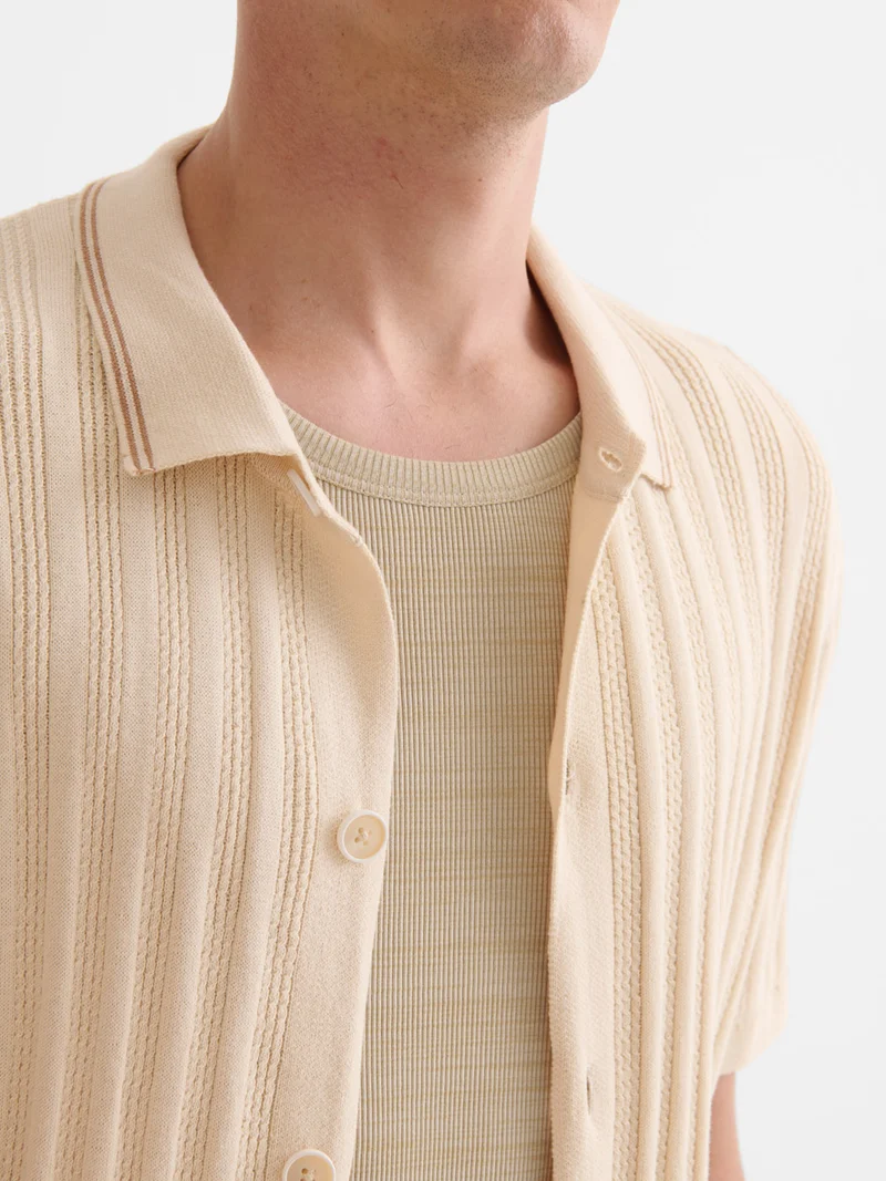 Chemise boutonnée maille ajourée