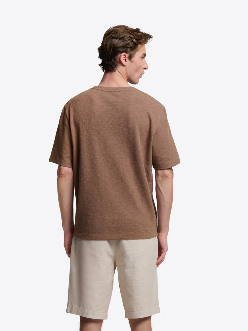 T-shirt col rond brodé en coton