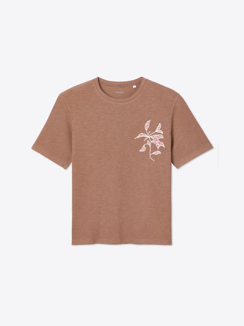 T-shirt col rond brodé en coton