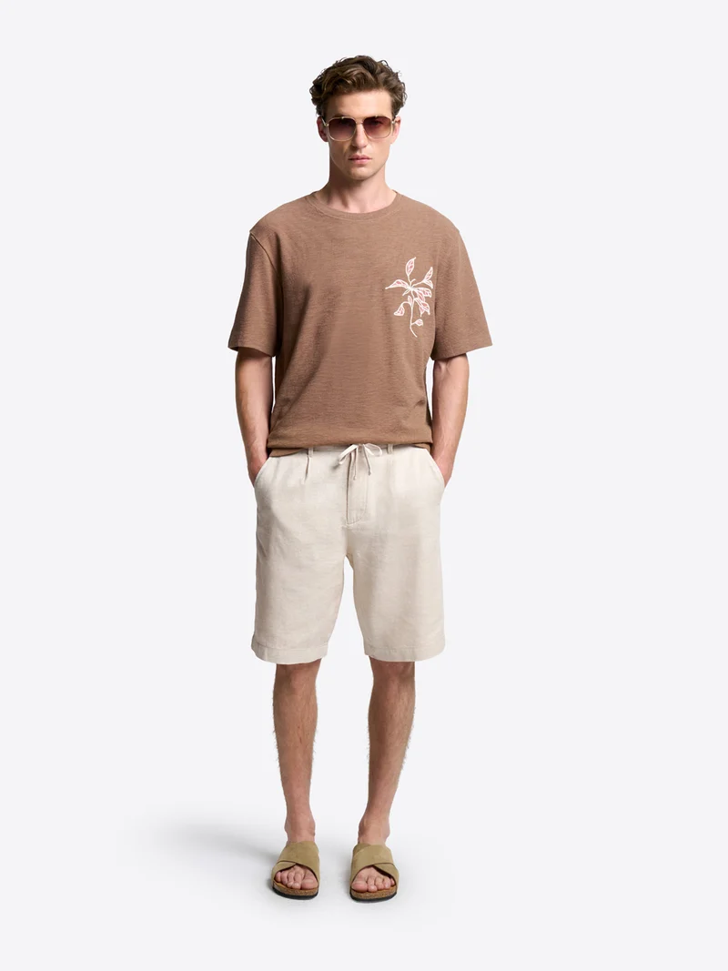 T-shirt col rond brodé en coton