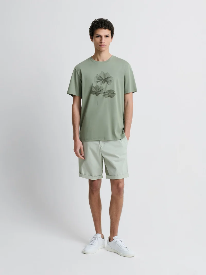 T-shirt col rond fleuri