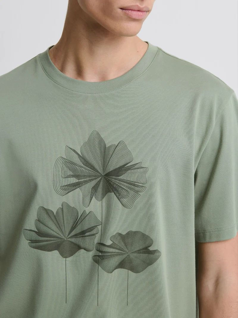 T-shirt col rond fleuri