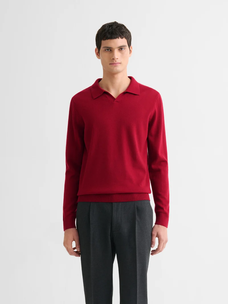 Pull col ouvert en laine et cachemire