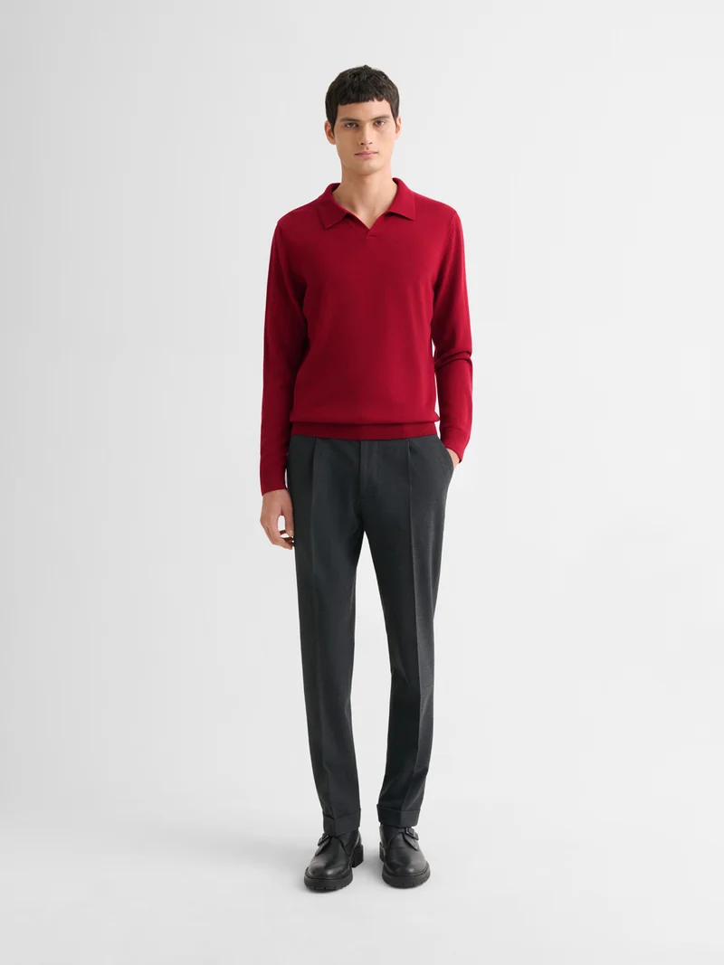 Pull col ouvert en laine et cachemire