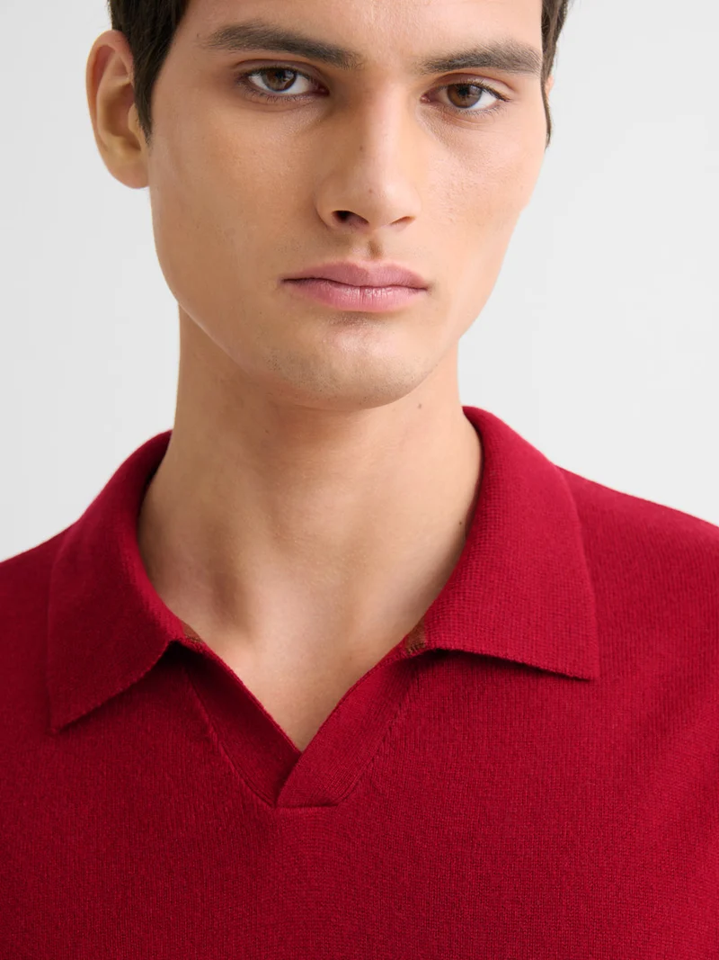 Pull col ouvert en laine et cachemire