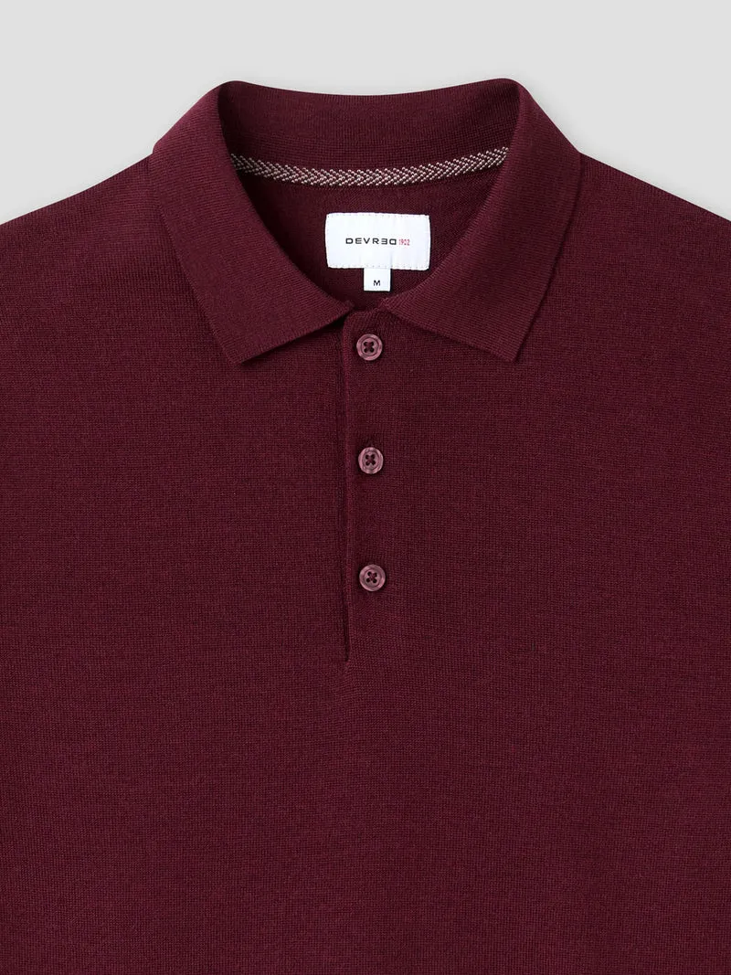 Polo boutonné en laine Mérinos