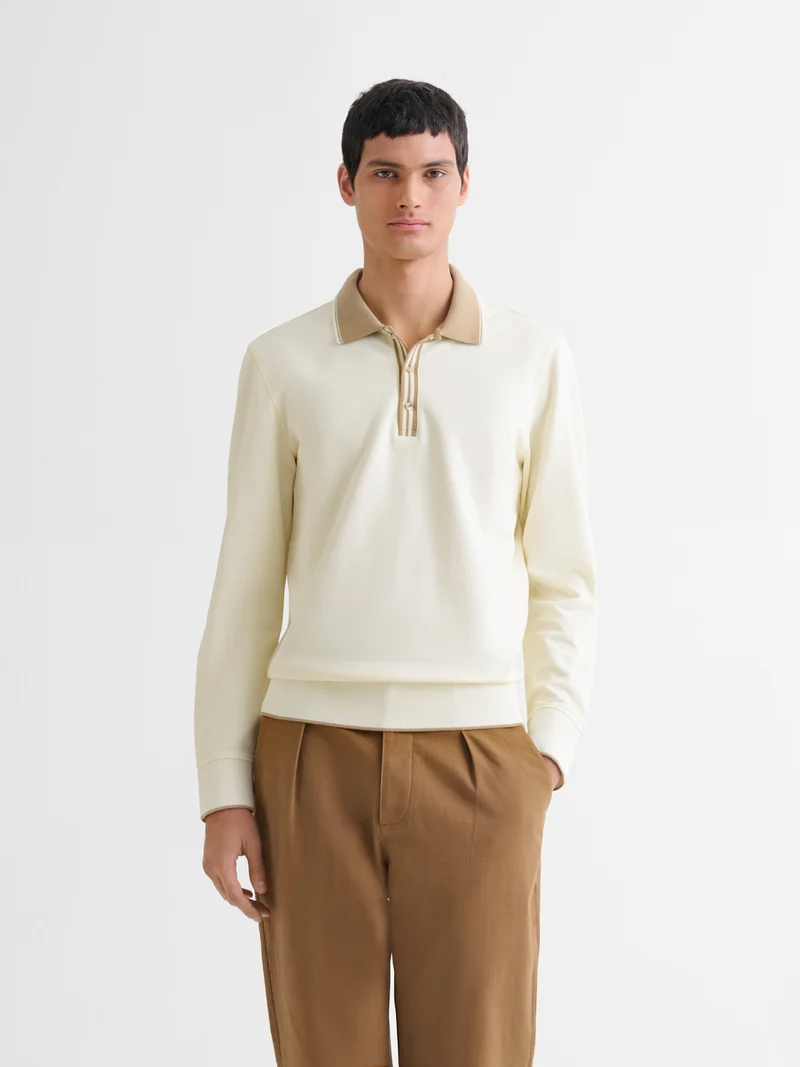 Polo manches longues col boutonné