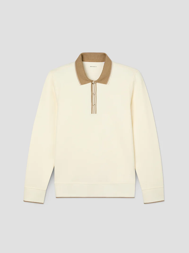 Polo manches longues col boutonné