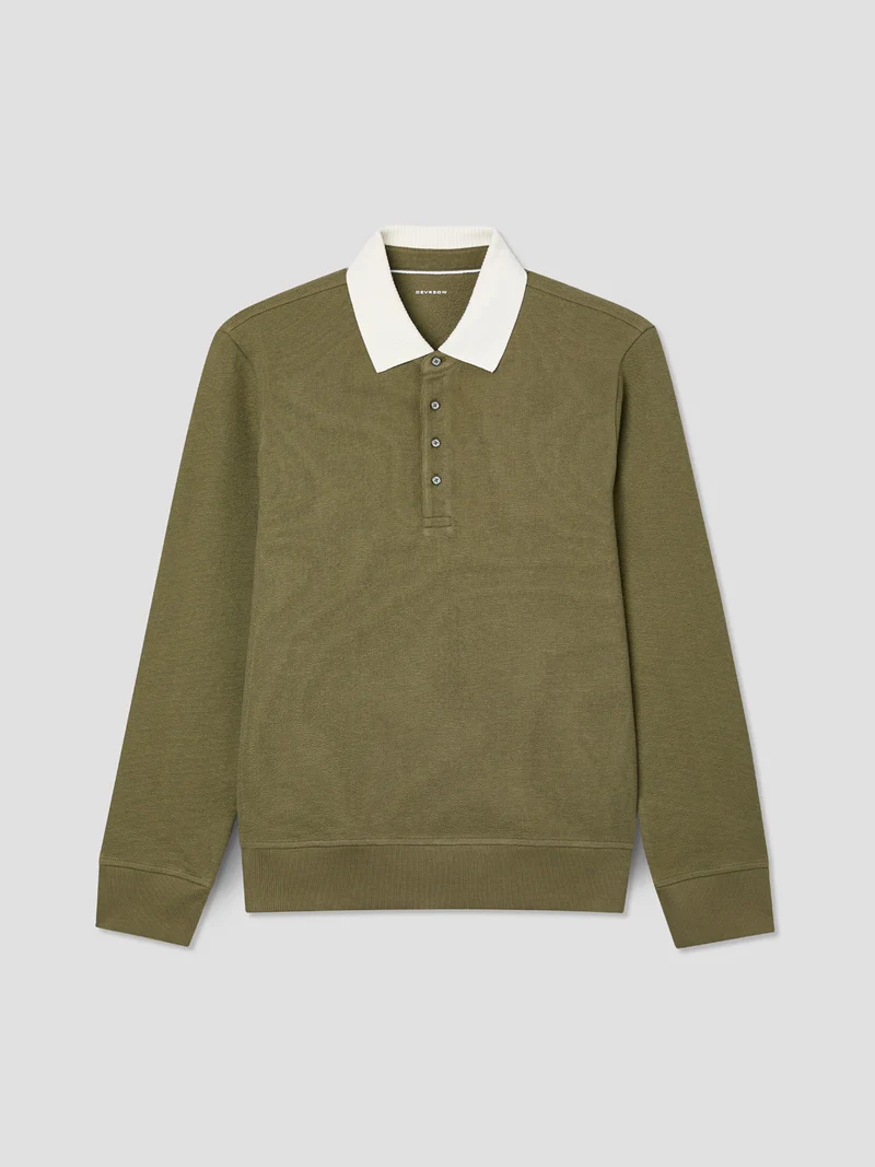Polo manches longues col boutonné