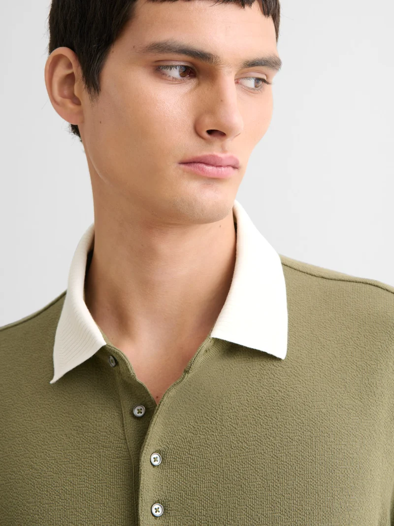 Polo manches longues col boutonné