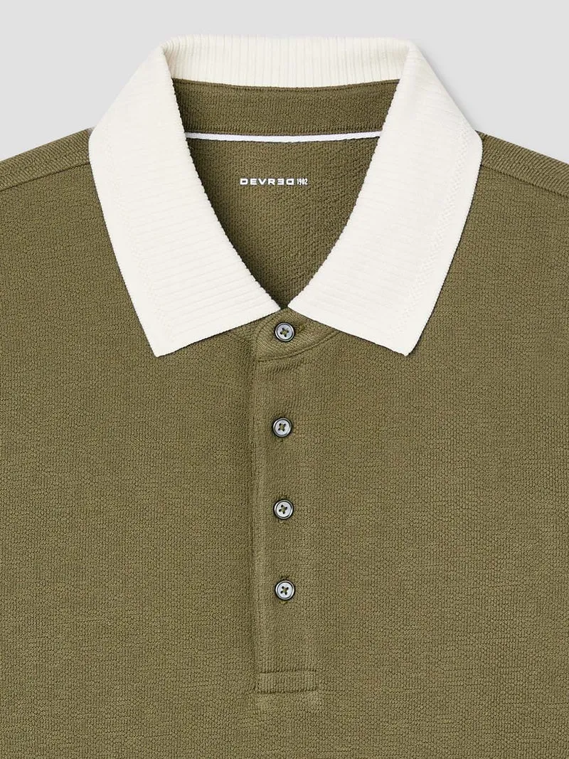 Polo manches longues col boutonné
