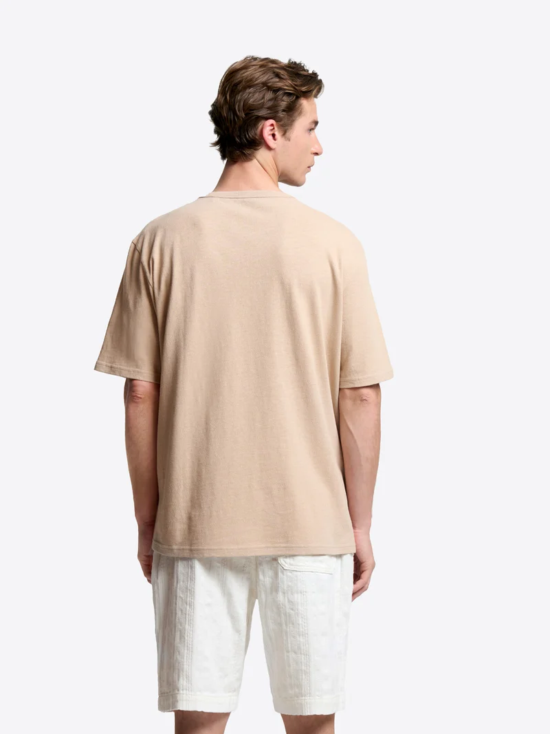 T-shirt col rond en coton lin