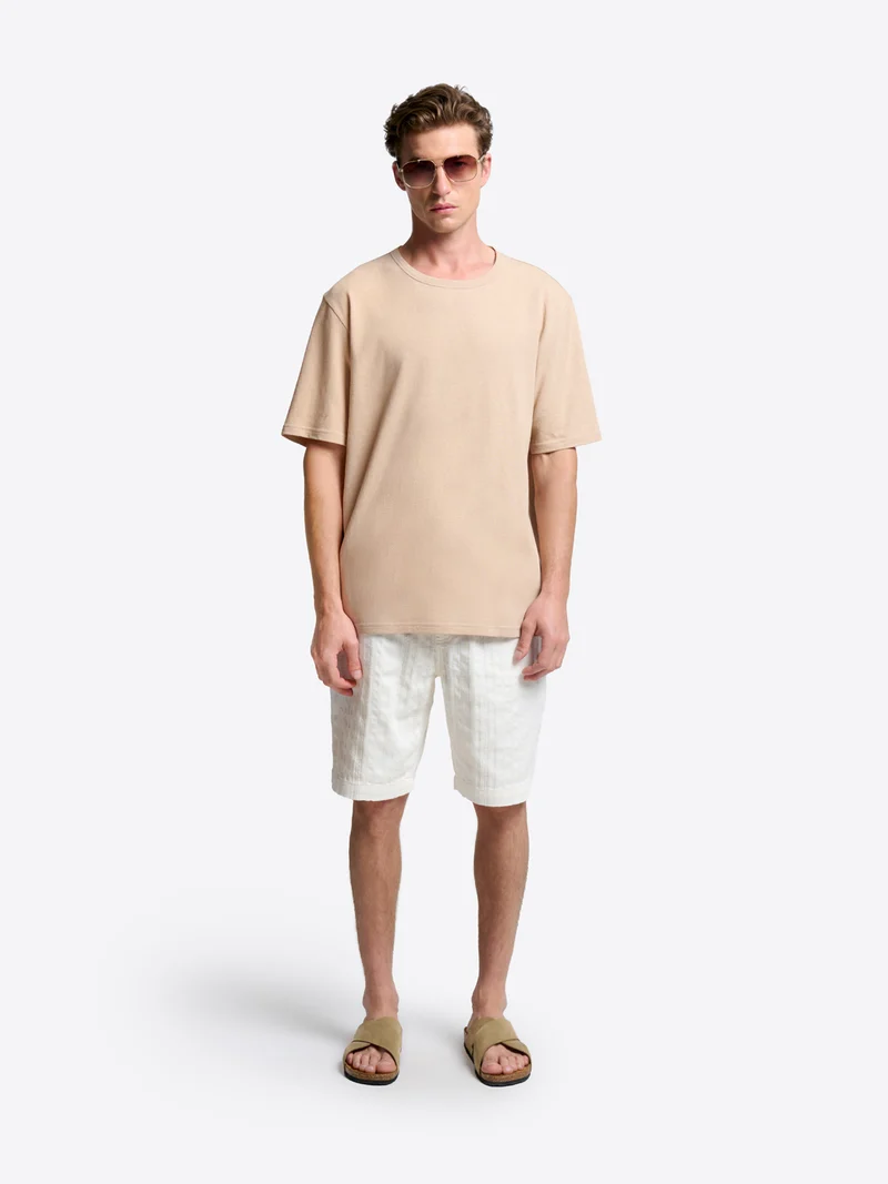 T-shirt col rond en coton lin