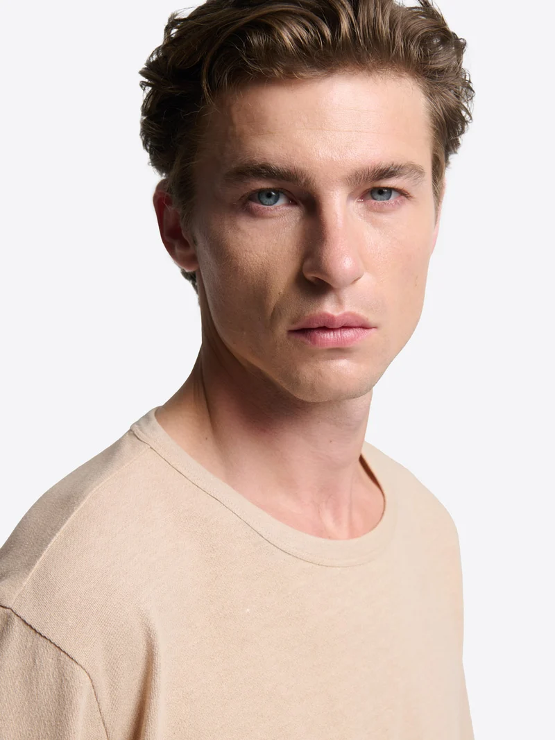 T-shirt col rond en coton lin