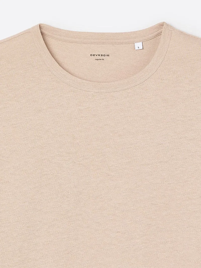 T-shirt col rond en coton lin
