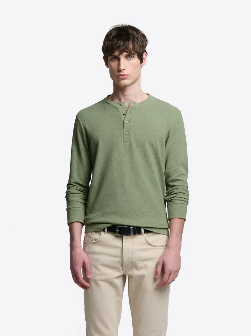 T-shirt col rond en coton chiné