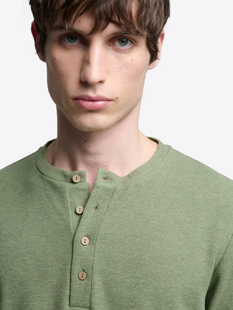 T-shirt col rond en coton chiné