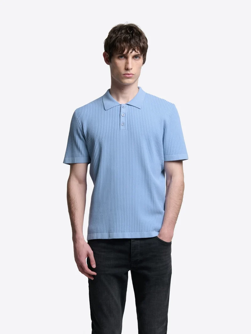 Polo maille boutonné en coton
