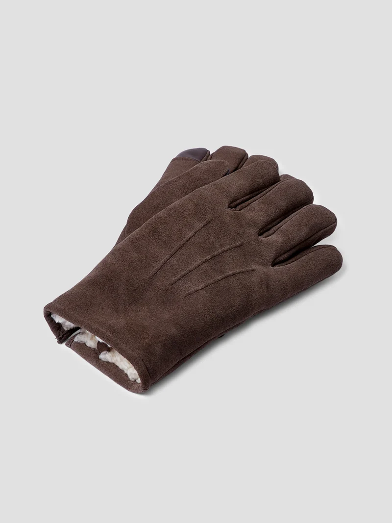 Gants en cuir intérieur sherpa