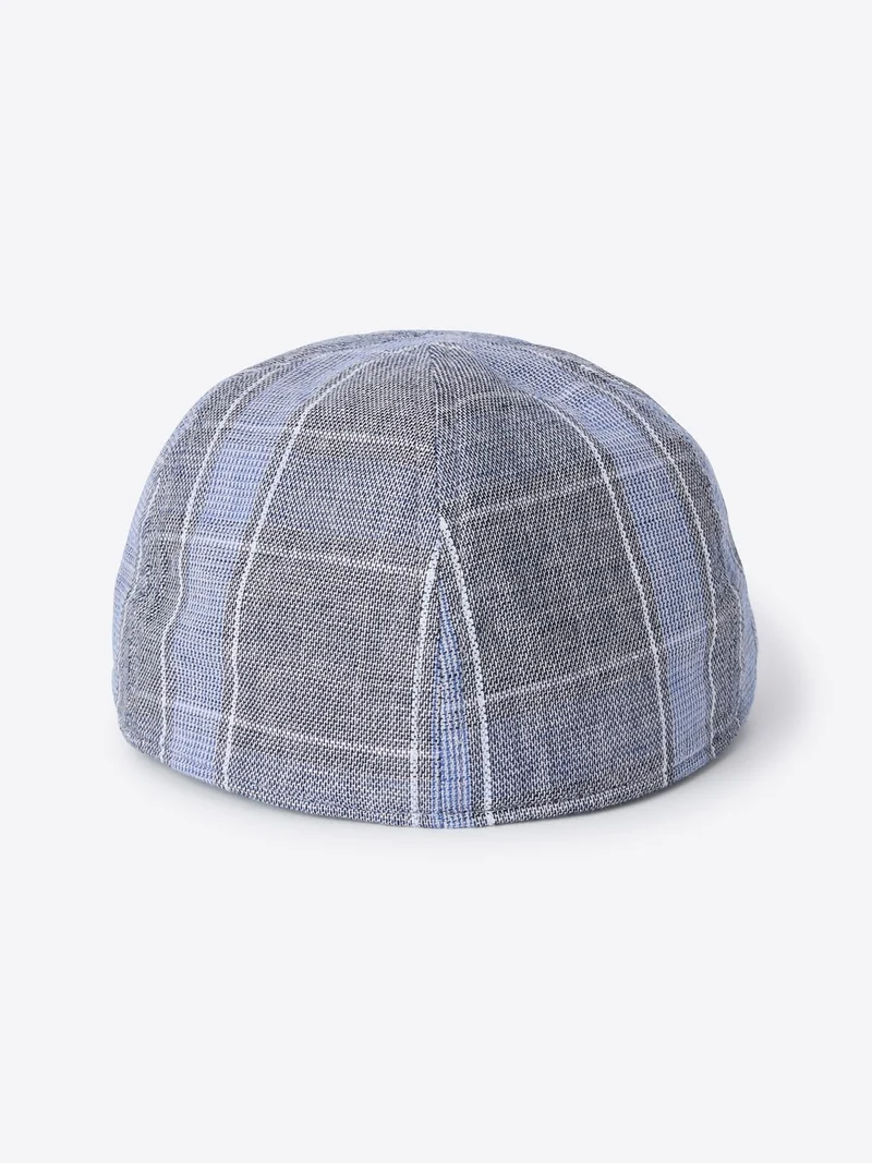 Casquette plate en lin à carreaux