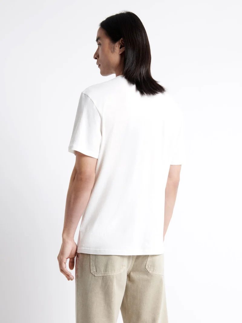 T-shirt col tunisien en coton lin