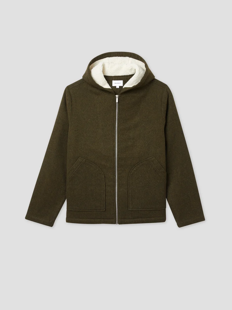 Blouson zippé à capuche en sherpa