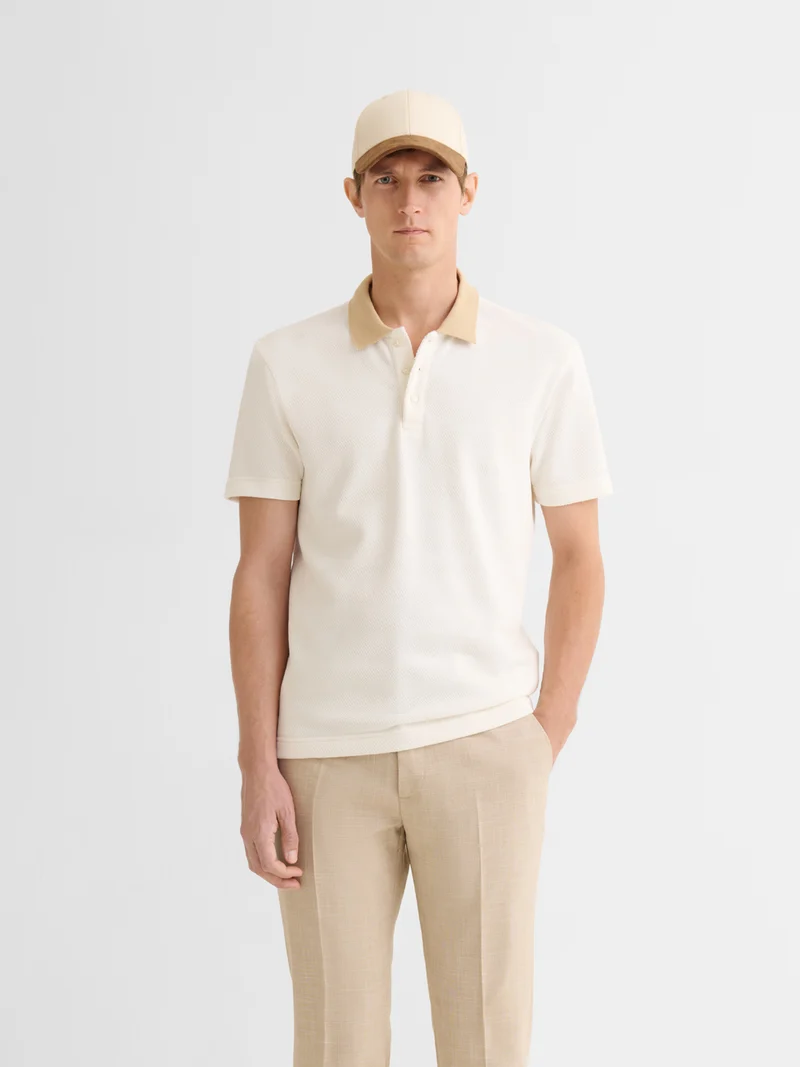 Polo boutonné en jacquard