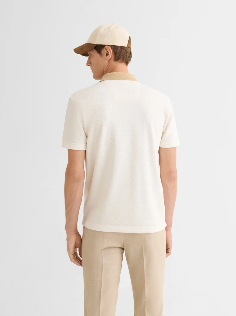 Polo boutonné en jacquard