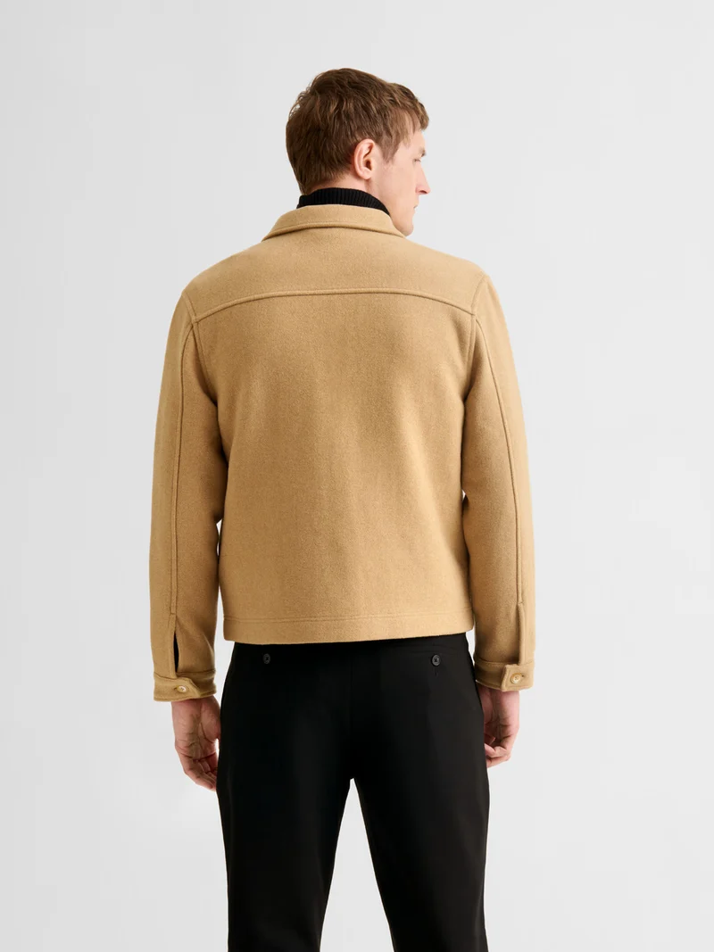 Blouson col chemise effet laine bouillie