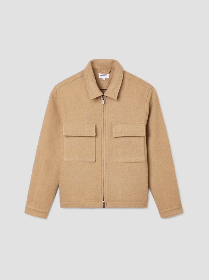 Blouson col chemise effet laine bouillie