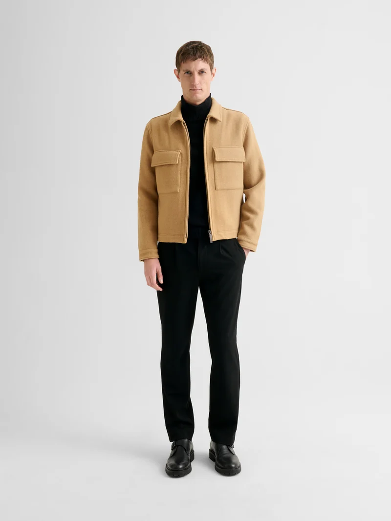 Blouson col chemise effet laine bouillie