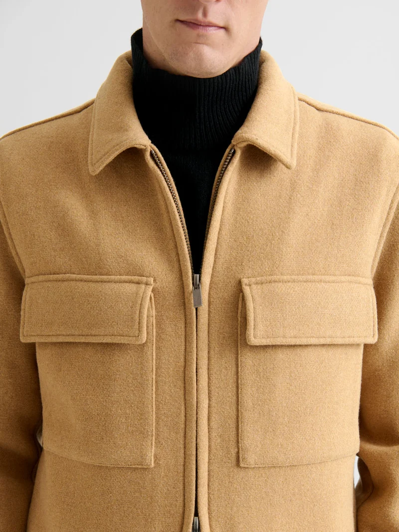 Blouson col chemise effet laine bouillie