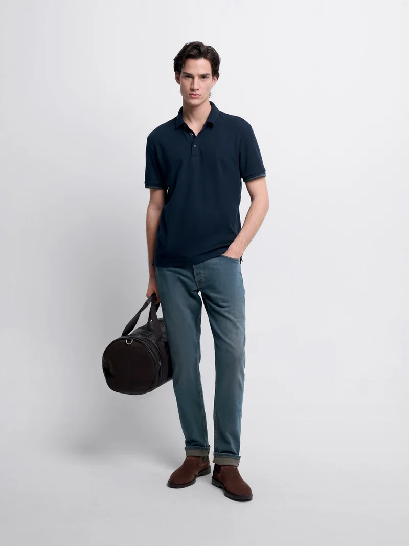 Polo col boutonné gauffré