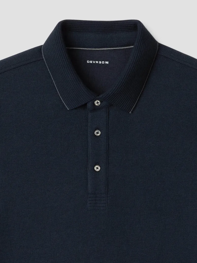 Polo col boutonné gauffré