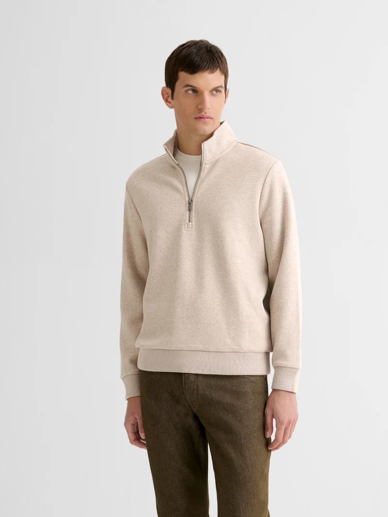 Sweat col montant zippé chiné