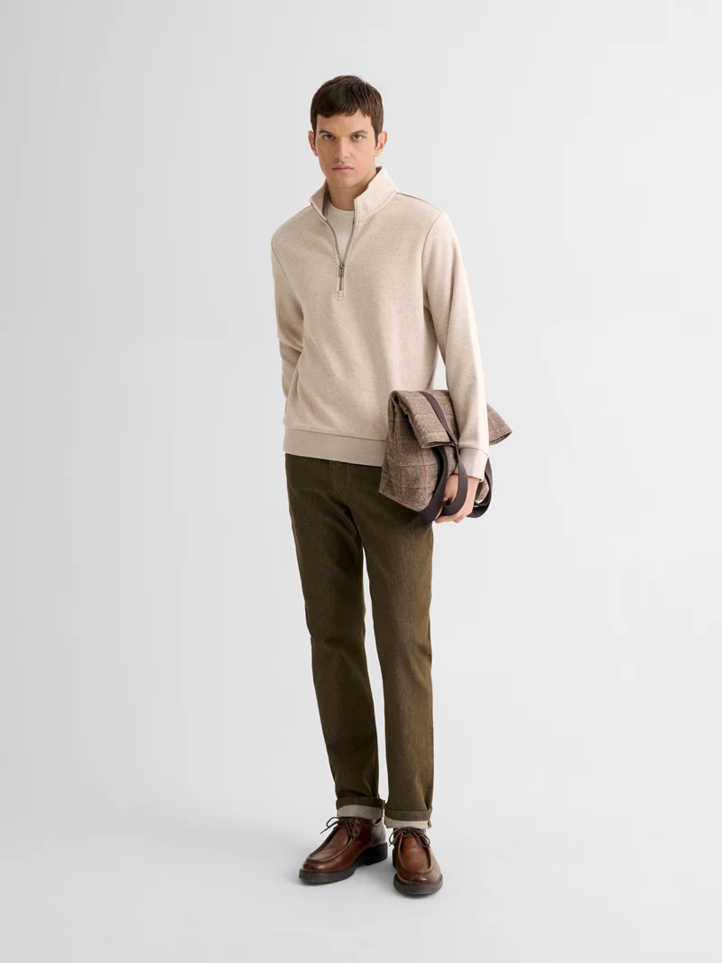 Sweat col montant zippé chiné