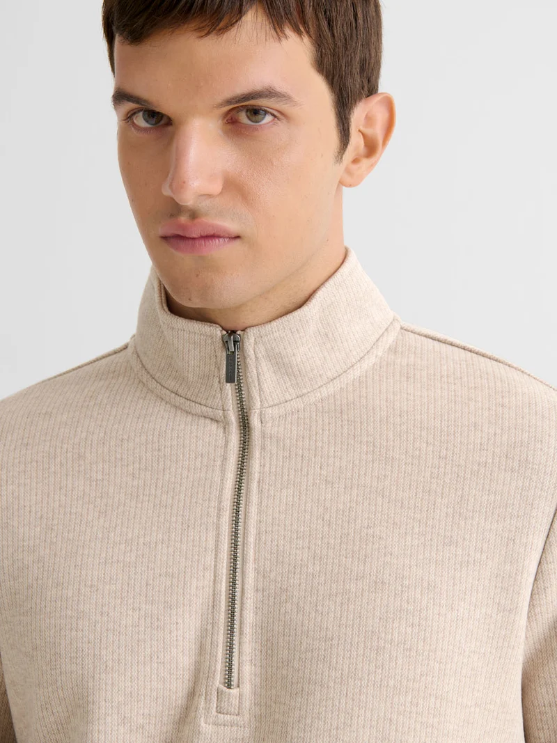 Sweat col montant zippé chiné