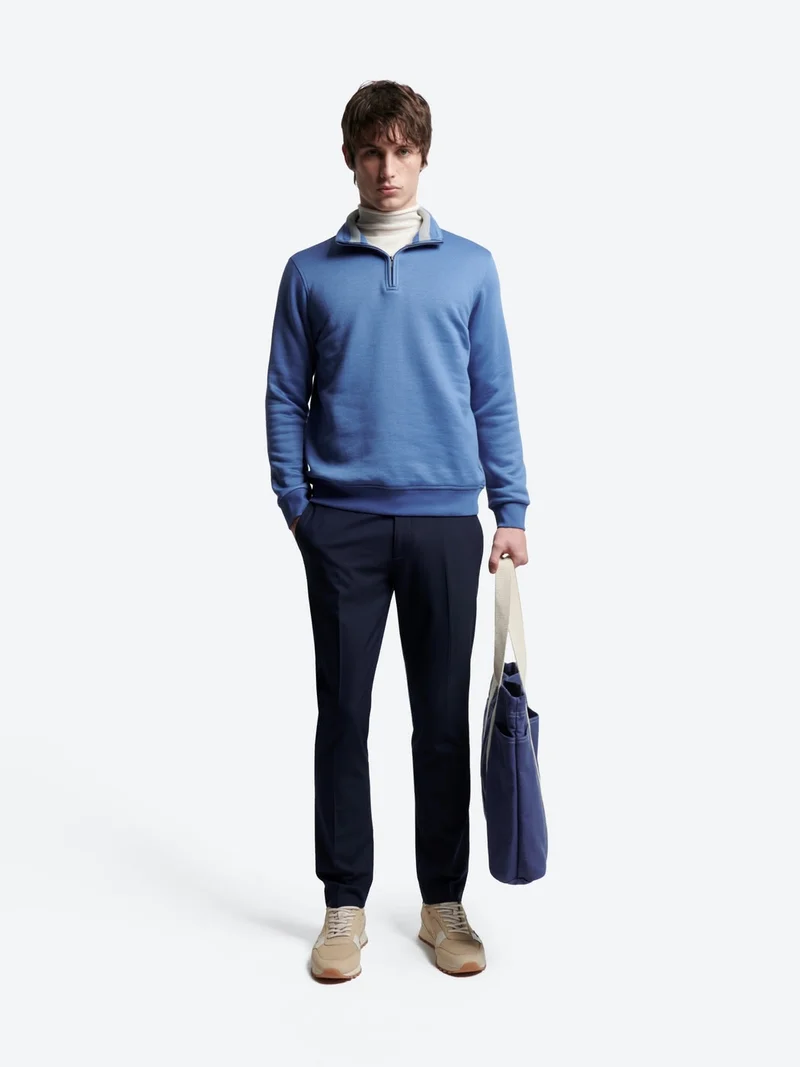 Sweat col montant zippé en coton