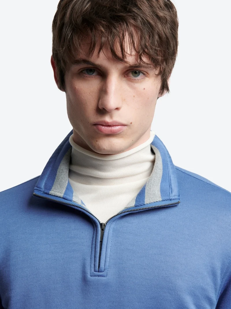 Sweat col montant zippé en coton