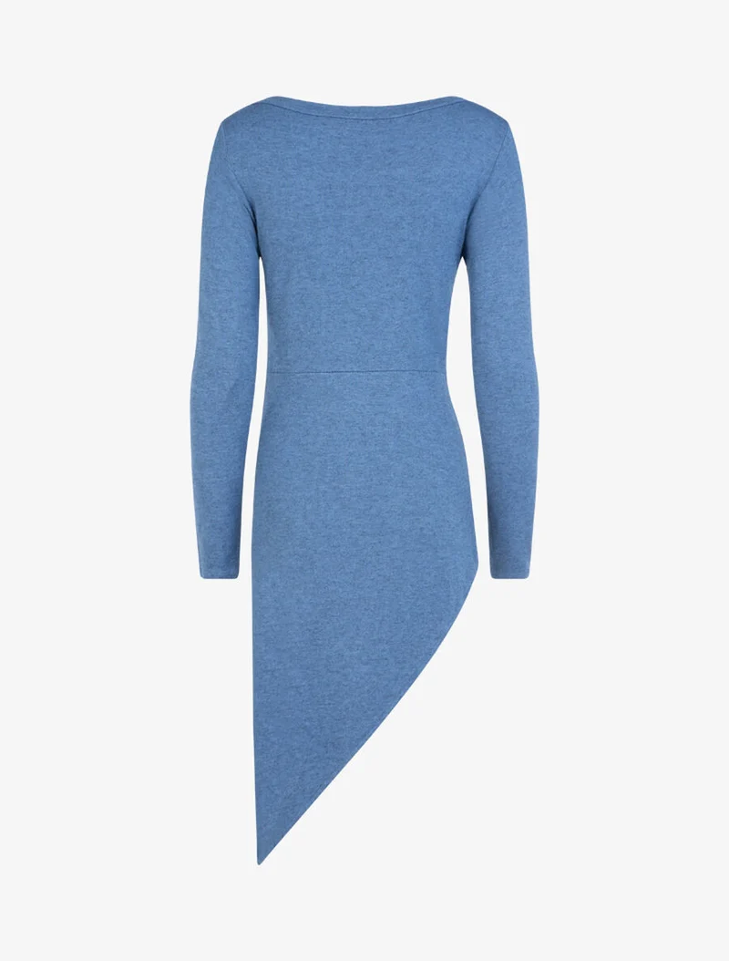 Tunique asymétrique en maille - Bleu charrette