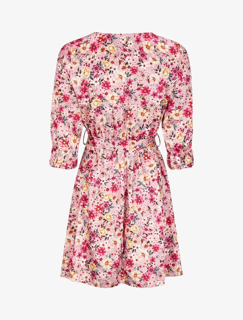 Robe satinée à imprimé à fleurs - Rose