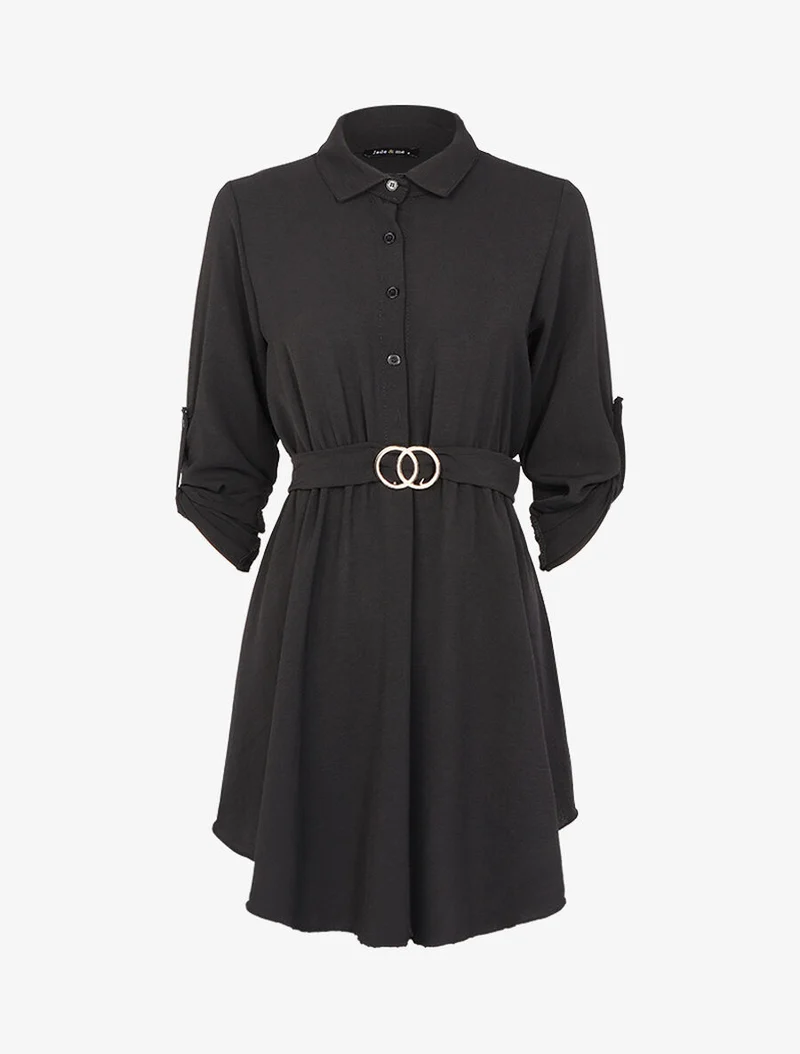Robe patineuse ceinturée - Noir