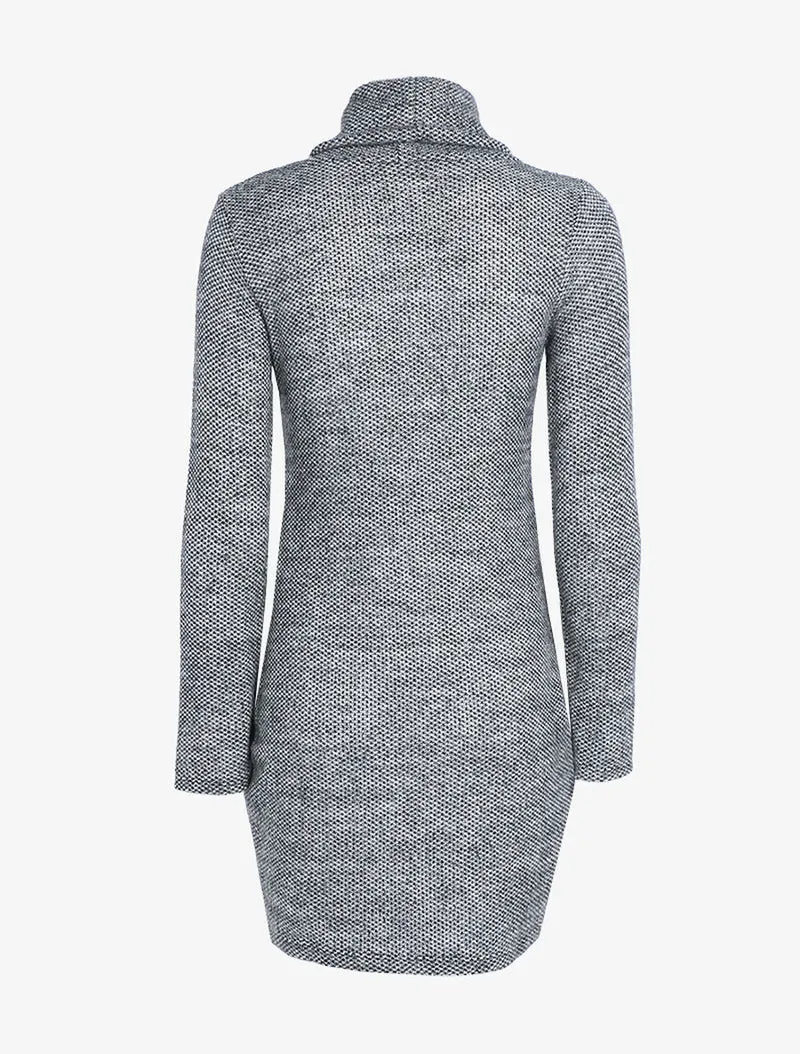 Robe en maille texturée et sautoir - Gris foncé
