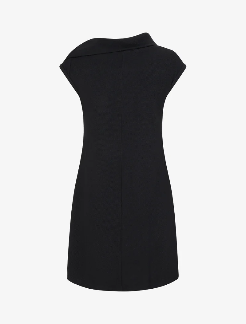 Robe-pull col tombant boutonné - Noir