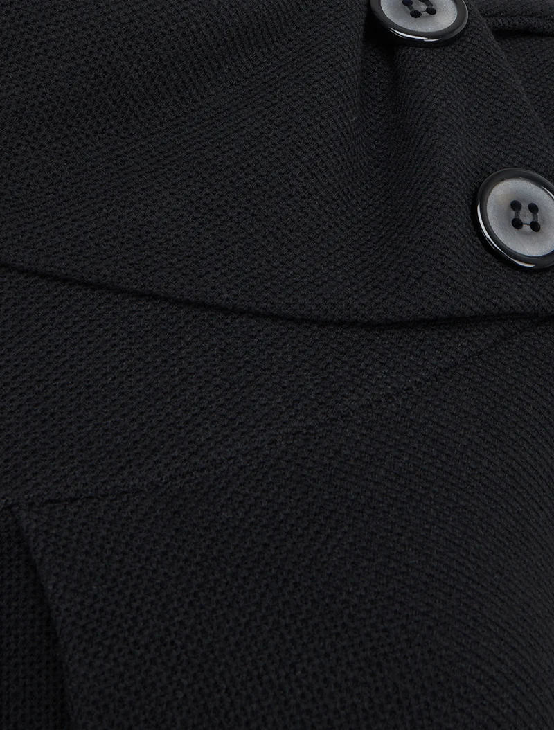 Robe-pull col tombant boutonné - Noir